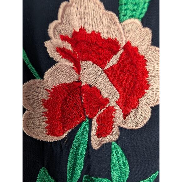 Frick And Frill Navy Floral Embroidered Sheer‎ Lace Maxi Dress Sz 10 - Picture 9 of 14